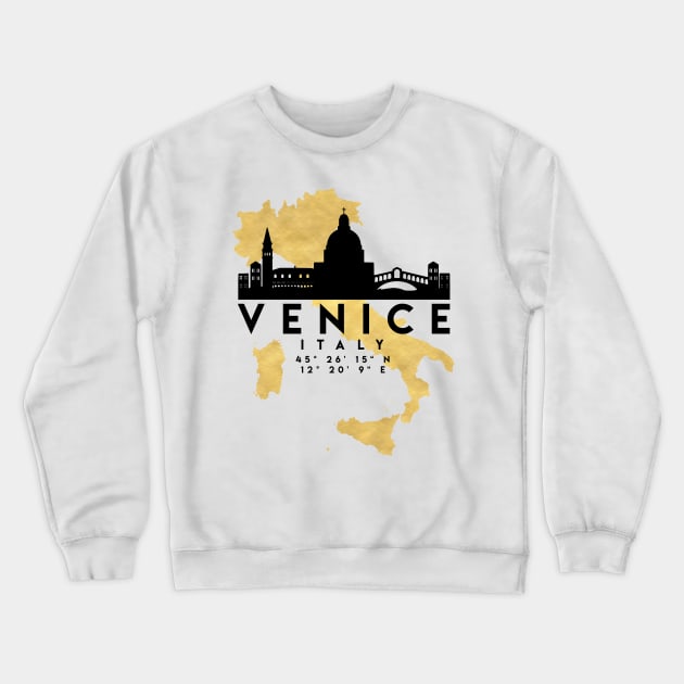 Venice Italy Skyline Map Art Crewneck Sweatshirt by deificusArt